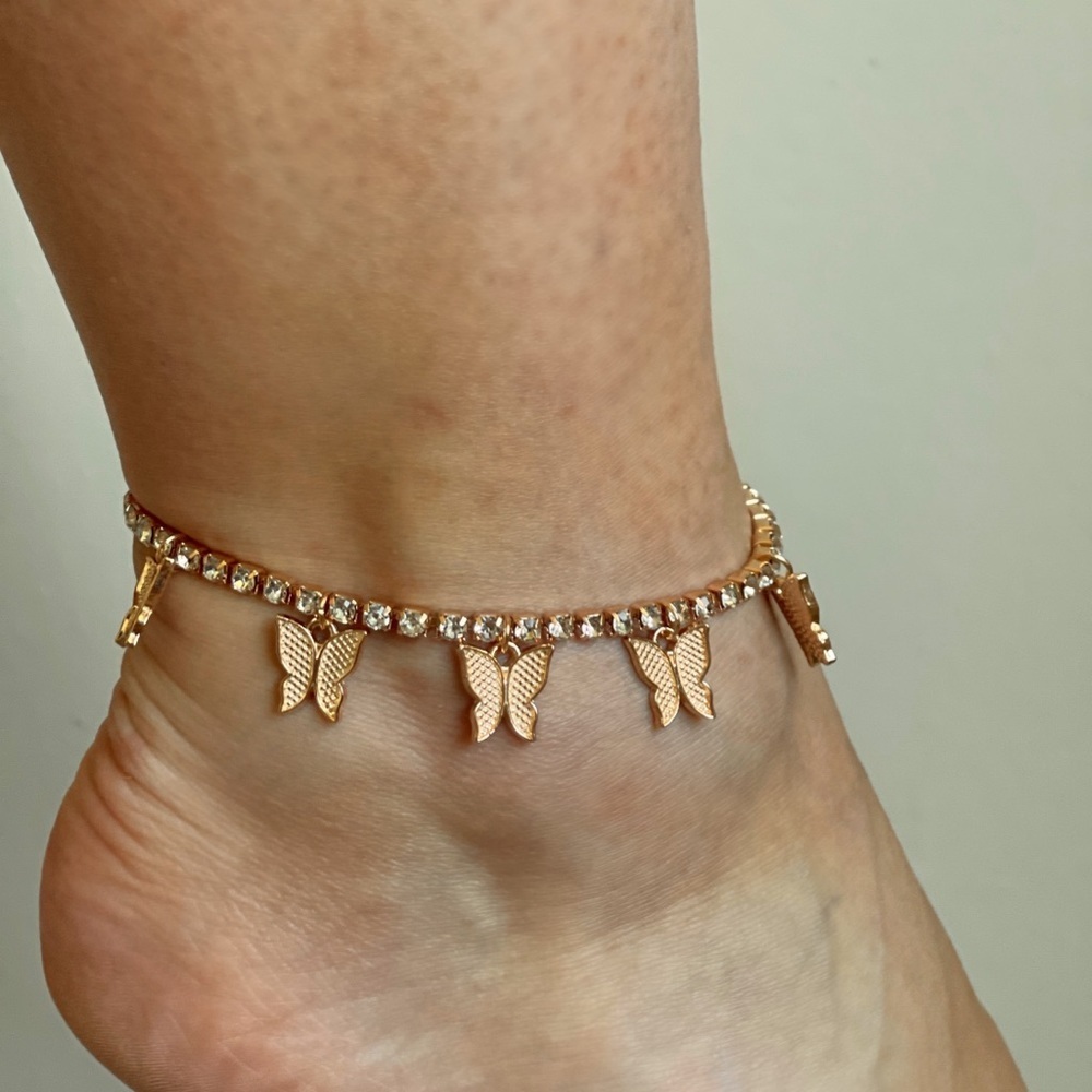 Y2K Butterfly Anklet Gold Chain Cute Summer Beach Jewelry